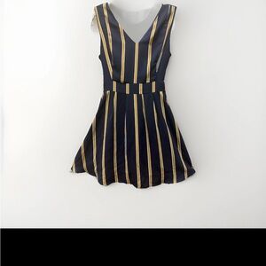 Iska Chic Blue&Beige Striped Lined V-Neck Mini Dress Large Party/Casual EUC